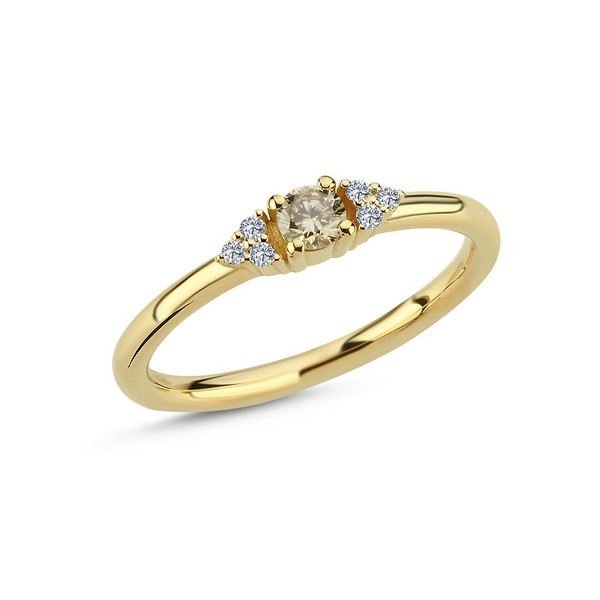 Nuran - Champagne ring i 14 kt guld med i alt 0,21ct